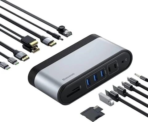 BASEUS Working Station 16 in 1 Çok Fonksiyonlu Type-C HUB Adaptör CAHUB-HG0G ürün görseli