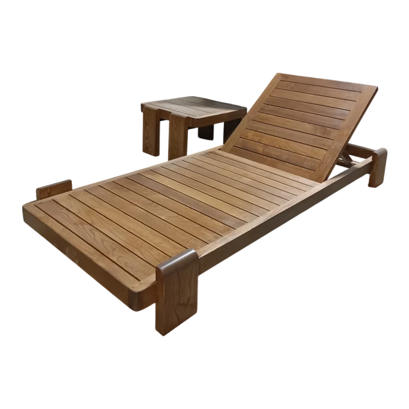 Bahçeme Tokyo Ahşap Şezlong - 15cm Minder & Masif Kestane & 5 Kademeli Sırt Dayama - Resim 3
