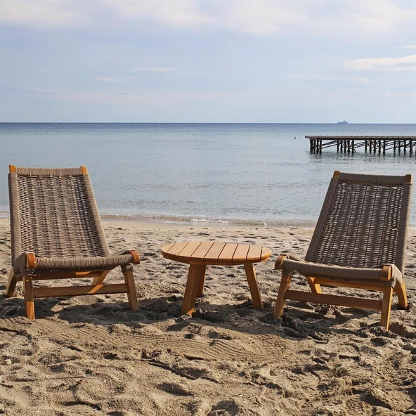 Bahçeme Beylerbeyi Bahçe & Plaj & Havuz Başı Şezlong Sandalye Takımı : 50lik Sehpa + 2 Sandalye ürün görseli 1