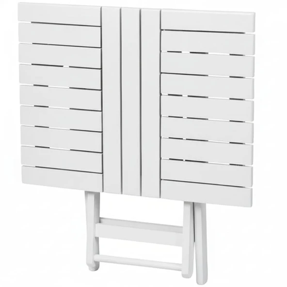 Bahçeme Antalya Katlanır Ahşap Bahçe Balkon Takımı Beyaz : 60x80 Masa + 2 Minderli Sandalye - Resim 10