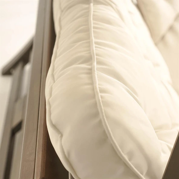 Mobeva Comforte Üçlü Ladin Ahşap Salıncak Dış Mekan Bahçe, Teras Salıncağı -Krem - Resim 3