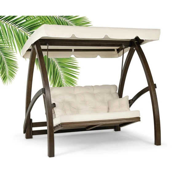 Mobeva Elegance İkili Ladin Ahşap Salıncak Dış Mekan Bahçe, Teras Salıncağı -Lacivert ürün görseli 1