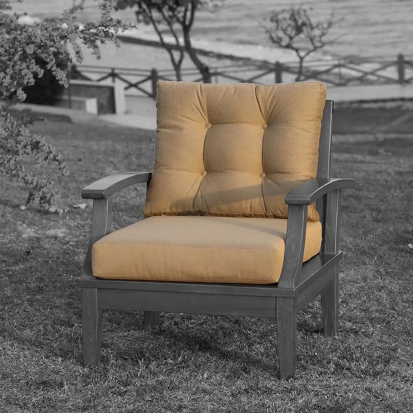 Bahçeme İstanbul Çengelköy Üçlü Koltuk Minderi - Zor Kirlenen Su İtici Kumaş, 1.Kalite Sünger - Resim 2