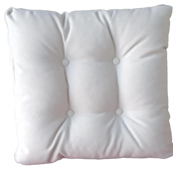 Bahçeme Sandalye  Minderi London Düğmeli Model - Oturum: 46x46x5 Sırt: 49x46x10 Krem - Resim 5