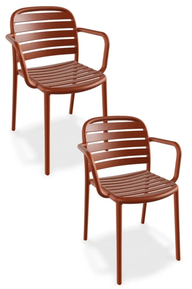 Papatya Tarabya Koltuk Kor Kırmızı 2li Paket - Plastik Bahçe Balkon Mutfak Sandalyesi ürün görseli 1