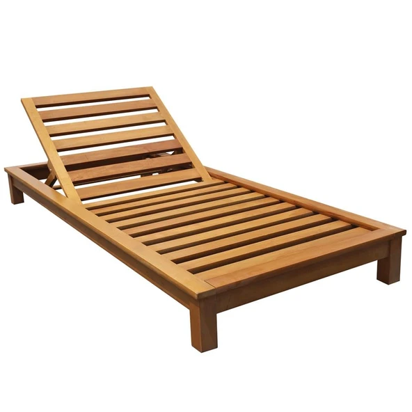 Bahçeme Efes Geniş Ahşap Şezlong - 15 cm Minderli & Kademeli Yaslanma ürün görseli