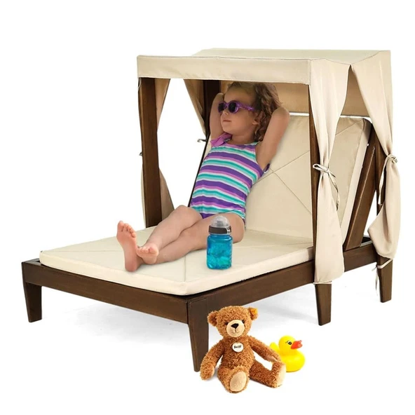 Mobeva Vendy Çocuk Şezlong - Bahçe Teras Balkon Şezlongu - Çam Masif Ahşap ürün görseli 1