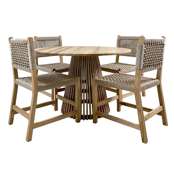 Bahçeme Lara (Bern) 120Lik Yuvarlak Ahşap Masa - Masif Kestane İç ve Dış Mekan Masası - Resim 2