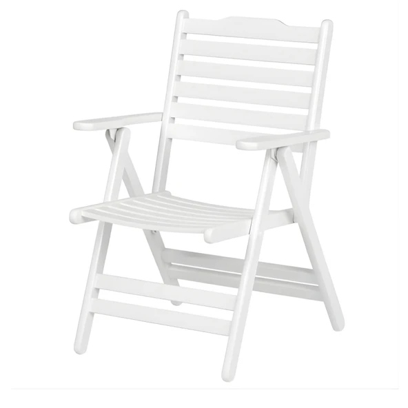 Bahçeme Ürgüp Katlanır Ahşap Sandalye - Beyaz Renk Masif Gürgen Bahçe Balkon Sandalyesi ürün görseli 1