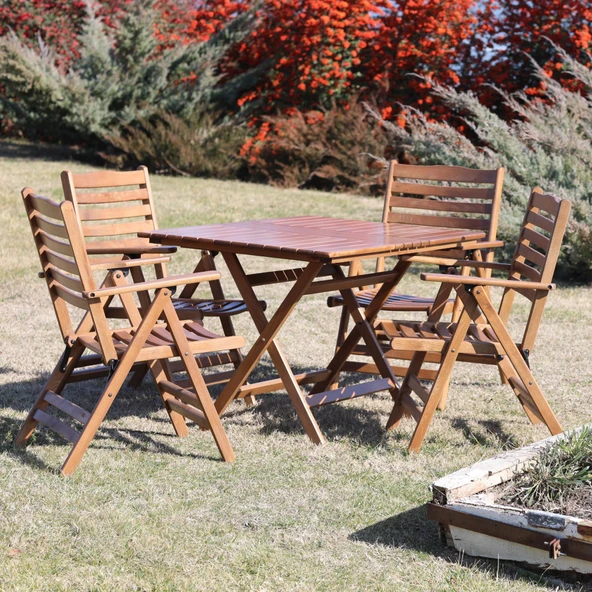 Bahçeme Ürgüp Katlanır Ahşap Sandalye - Beyaz Renk Masif Gürgen Bahçe Balkon Sandalyesi - Resim 7