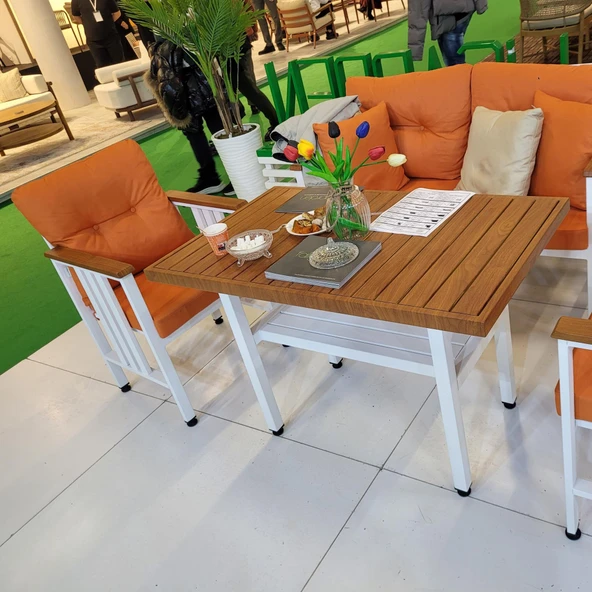 Bahçeme Çamlıca Alüminyum Kanepe Set - 4 Kişilik Bahçe Balkon Koltuk Takımı - Resim 2