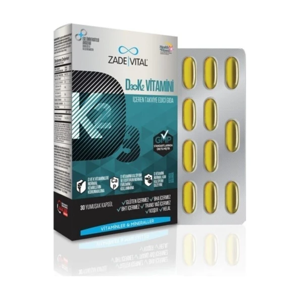 Zade Vital D3+K2 (MK7) Vitamini - Doğal İçerikli, Bağışıklık Destekleyici Yumuşak Kapsül, 30 Adet - Resim 2