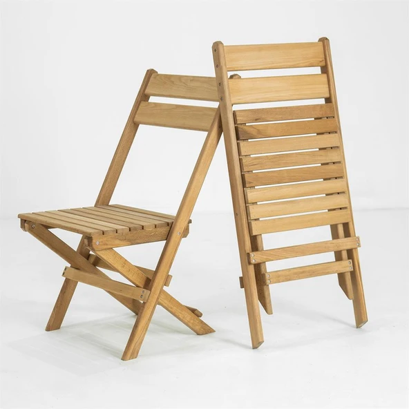 Mobeva Flat Ahşap Bahçe Takımı: 70x120 Masa + 4 Sandalye + 2 Tabure Katlanır Set - Resim 6