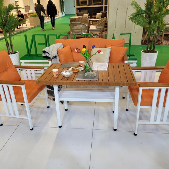 Bahçeme Çamlıca Alüminyum Kanepe Set - 4 Kişilik Bahçe Balkon Koltuk Takımı ürün görseli 1