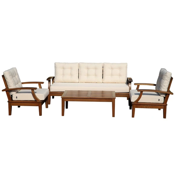 Bahçeci İstanbul Bahçe Oturma Grubu 3-1-1 -Ahşap Koltuk Ve Sehpa Seti - Resim 6