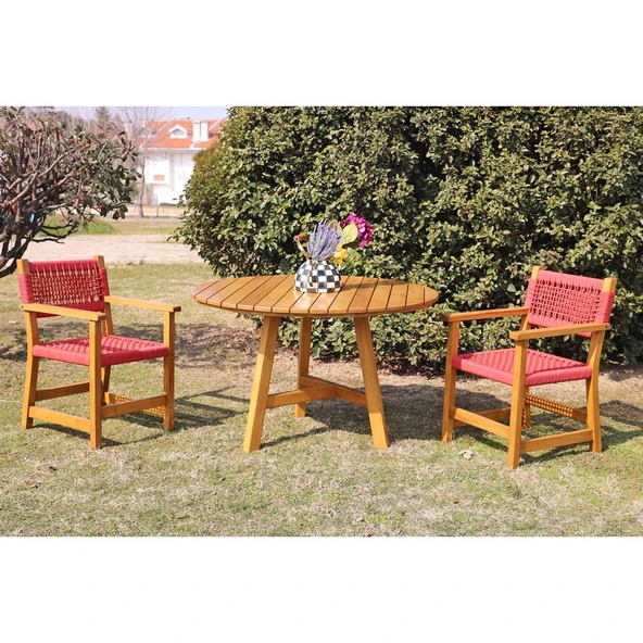 Bahçeme Üsküdar (Maya) Kolçaklı Ahşap Sandalye -Masif Kestane & Kapuçino Örgü - Resim 7