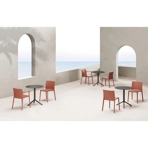 Papatya Evo Plastik Koltuk Küllü Kahve - Bahçe Balkon Mutfak Sandalyesi - Resim 10