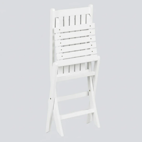 Bahçeme Avşa Ahşap Bahçe Takımı Beyaz - 70x70 Masa + 2 Sandalye Katlanır Balkon Set - Resim 5