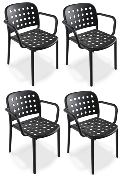 Papatya Bomonti Koltuk Antrasit 4lü Paket - Plastik Bahçe Balkon Mutfak Sandalyesi ürün görseli 1