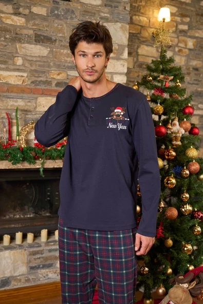 Aqua 26164 Erkek Uzun Kol Düğme Yaka Pijama Takımı ürün görseli