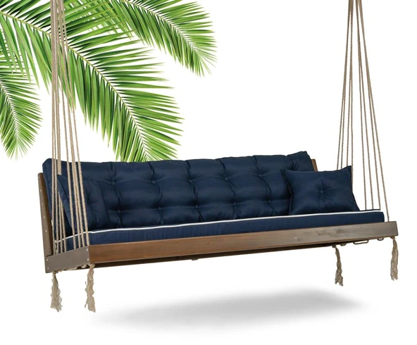 Mobeva Mome XL 4lü Ladin Ahşap Salıncak -Tavana Asmalı Salıncak -Krem - Resim 3