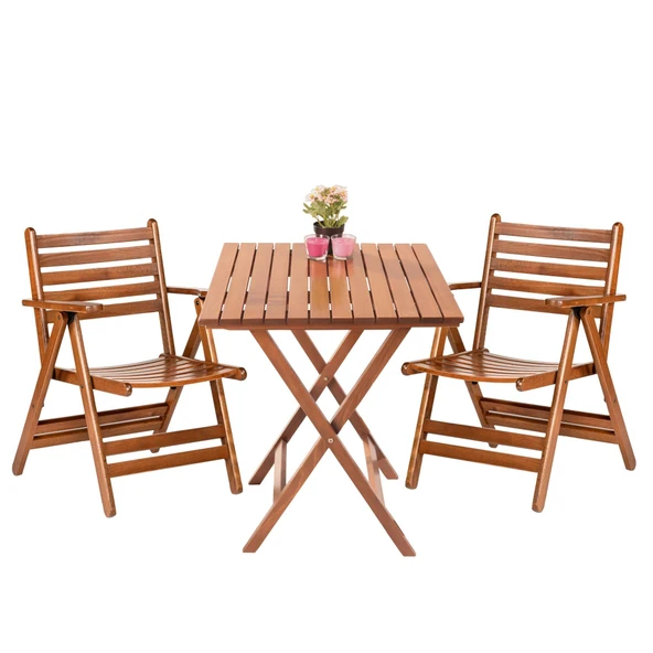 Bahçeme Ada Ahşap Masa 60x60 - Katlanır Bahçe Balkon Mutfak Masası - Resim 2