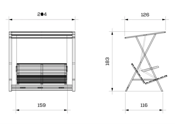 Mobeva Meda XL Iroko Ahşap Salıncak Dış Mekan Bahçe, Teras Salıncağı -Krem - Resim 6