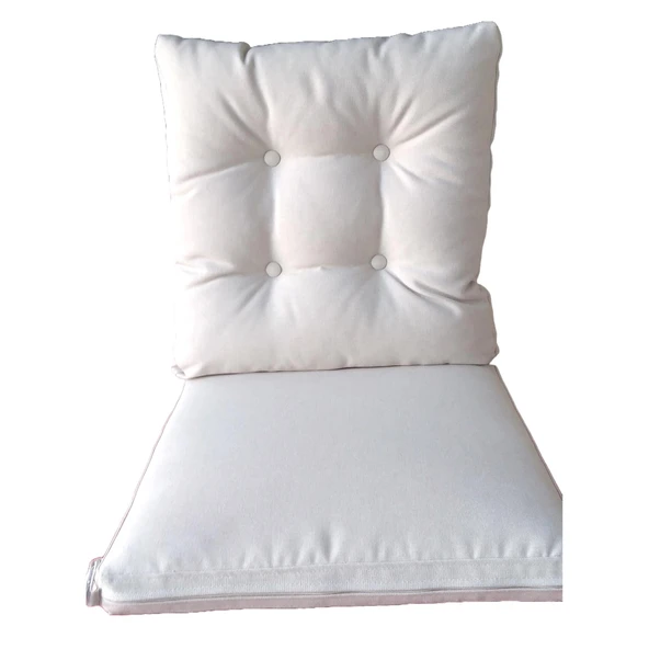 Bahçeme Sandalye  Minderi London Düğmeli Model - Oturum: 46x46x5 Sırt: 49x46x10 Gri - Resim 3