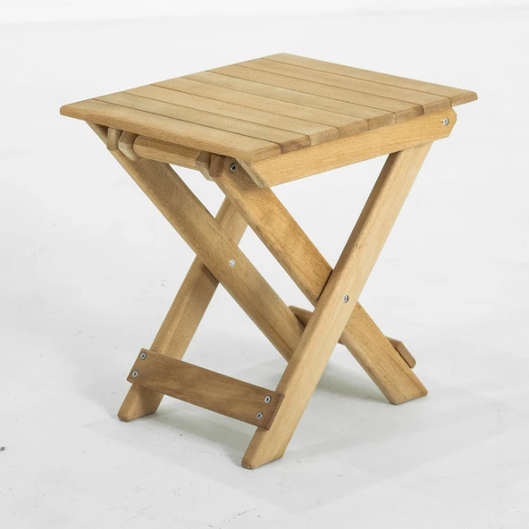 Mobeva Flat Kayın Ahşap Tabure - Katlanır Bahçe Balkon Taburesi 30x30x38 ürün görseli 1