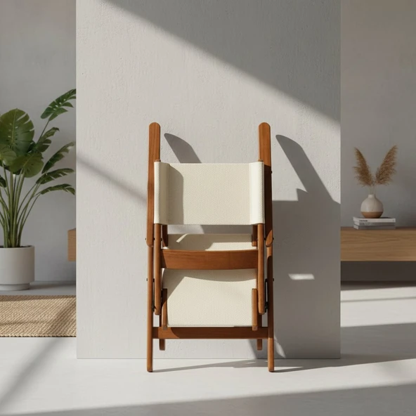 Bahçeme Marmaris PVCli Ahşap Bahçe Balkon Seti: 80x120 Sabit Masa + 4 Katlanır Sandalye - Resim 3