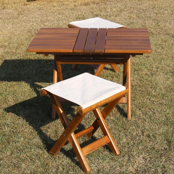 Bahçeme Ada Çay Set: 50X80 Sehpa + 2 Tabure - Katlanır Takım - Resim 7
