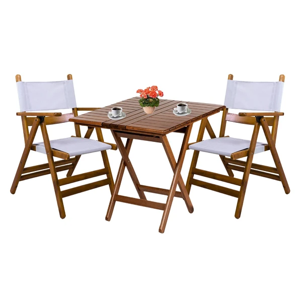 Bahçeme Marmaris Ahşap Bahçe Balkon Seti: 60x80 Masa + 2 Gri Pvcli Sandalye - Resim 6