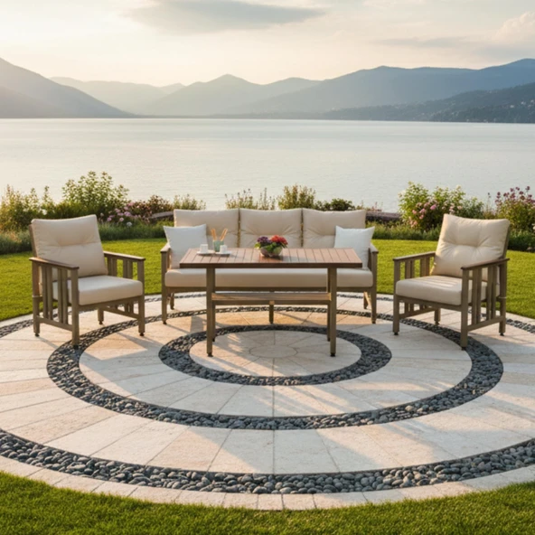 Bahçeme Çamlıca Alüminyum Bahçe Oturma Grubu - 5 Kişilik Bahçe, Balkon Koltuk Takımı ürün görseli 1