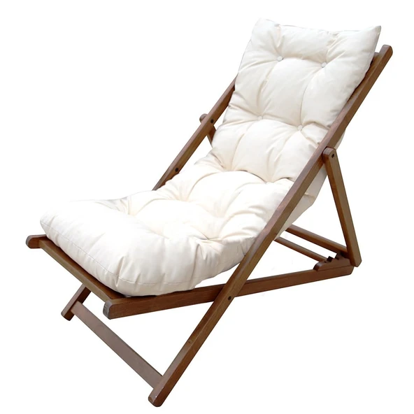 Bahçeme Köyceğiz Kademeli Kolçaksız Ahşap Şezlong -Puf Minderli ürün görseli 1