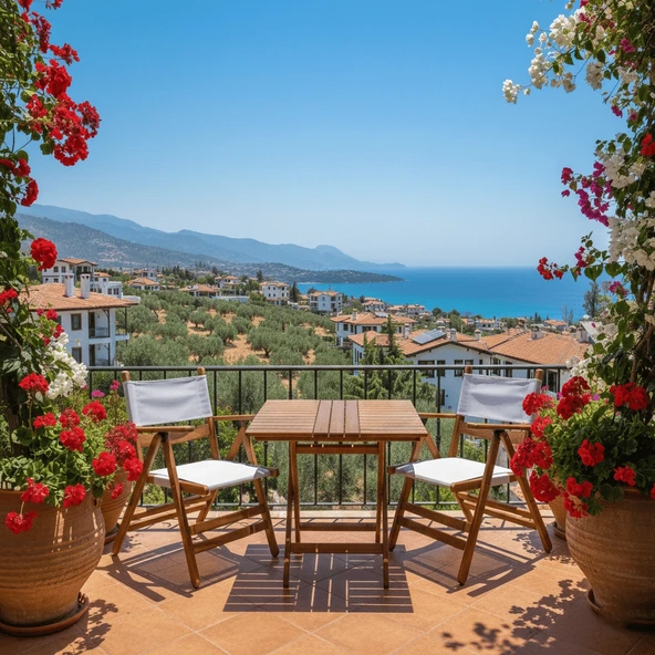 Bahçeme Marmaris Ahşap Bahçe Balkon Seti: 70X70 Masa +2 Gri Pvcli Sandalye ürün görseli 1