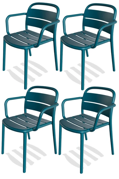 Papatya Balat Koltuk 4lü Paket Marmara Mavisi - Plastik Bahçe Balkon Mutfak Sandalyesi ürün görseli 1