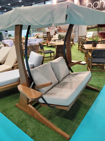 Bahçeci Bold Ahşap Salıncak - 4 Kişilik Bahçe Salıncağı- Masif Gürgen - Resim 8