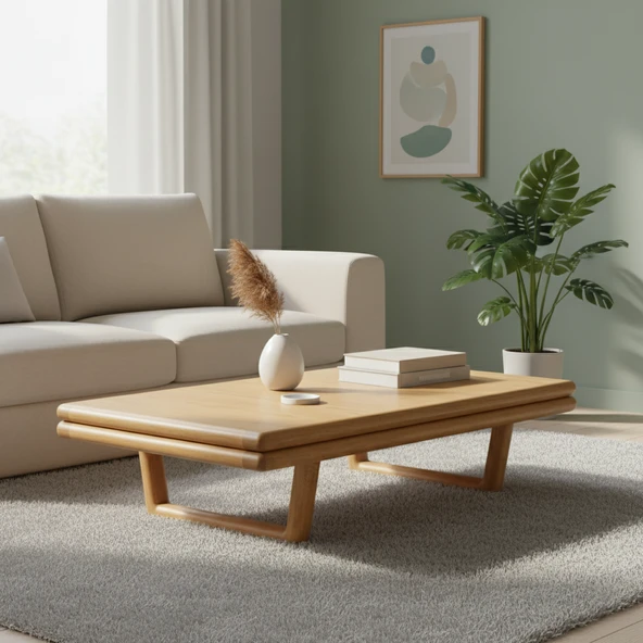 Bahçeme Tibet Ahşap Sehpa 140x80x36 cm - Kayın Grubu Bahçe Balkon Sehpası ürün görseli