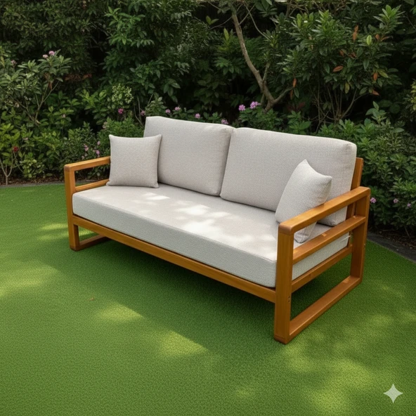 Bahçeme Nişantaşı (Mykanos) Bahçe Koltuk Üçlü - Kestane İç Ve Dış Mekan Koltuğu (Minderli) ürün görseli 1