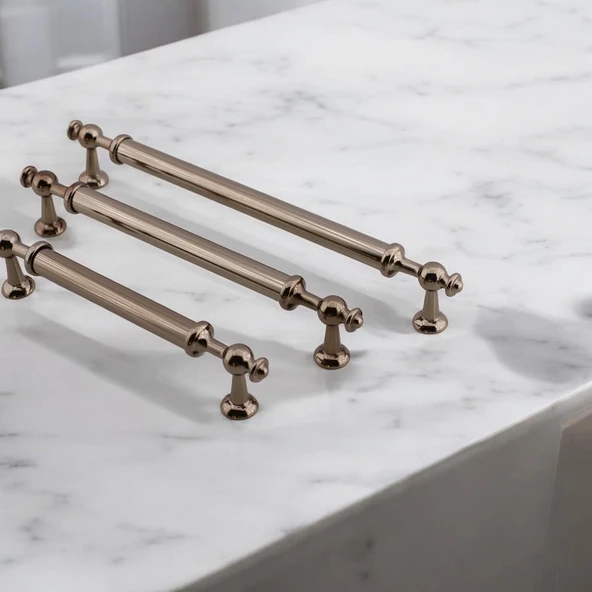 Nesil Düz Model 256 mm Bronz Metal Kulp Mobilya Çekmece Mutfak Dolabı Dolap Kulpları Kulpu Kulpları - Resim 6