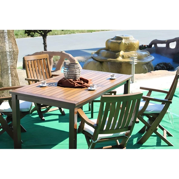 Bahçeme Muğla Katlanır Ahşap Sandalye - Masif Gürgen Kolçaklı Bahçe Balkon Sandalyesi - Resim 4