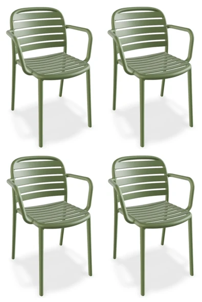 Papatya Tarabya Koltuk Pastel Yeşil 4lü Paket - Plastik Bahçe Balkon Mutfak Sandalyesi ürün görseli 1