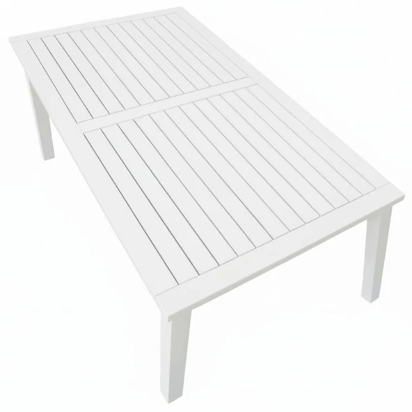 Bahçeme Bodrum 90X160 Sabit Ayaklı Ahşap Masa - Beyaz Renk Teras Balkon Bahçe Masası ürün görseli 1