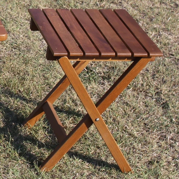 Bahçeme Paris Çay Set: 50x80 Sehpa + 2 Tabure - Katlanır Ahşap Takım - Resim 5