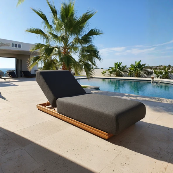 Bahçeme Tibet Ahşap Şezlong - Masif Kayından Plaj Havuz Bahçe Şezlongu (Mindersiz) - Resim 3