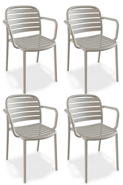 Papatya Tarabya Koltuk Fırtına Gri 4lü Paket - Plastik Bahçe Balkon Mutfak Sandalyesi ürün görseli 1