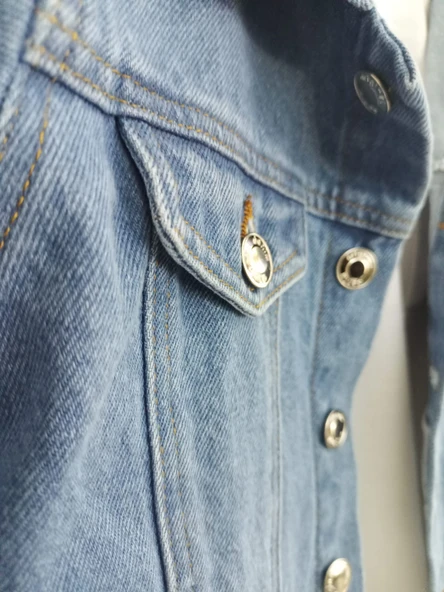 Çocuk Kot Ceket / Açık Mavi - Resim 3