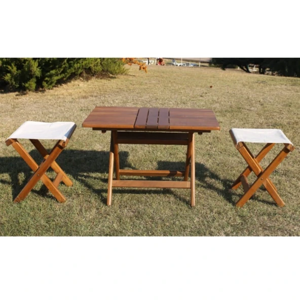 Bahçeme Ada Çay Set: 50X80 Sehpa + 2 Tabure - Katlanır Takım - Resim 8