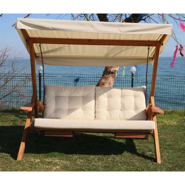 Bahçeci Venedik Ahşap Bahçe Salıncak 2 Kişilik - Ekstra Sağlam Masif Gürgen - Resim 4