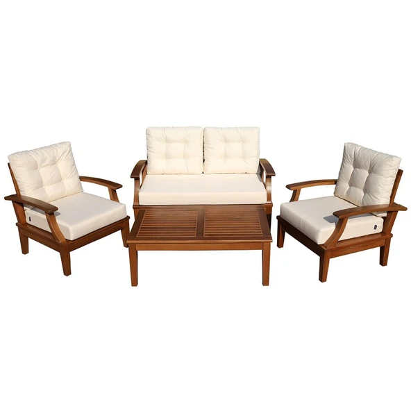 Bahçeci İstanbul Bahçe Oturma Grubu 2-1-1 -Ahşap Koltuk Ve Sehpa Seti - Resim 4